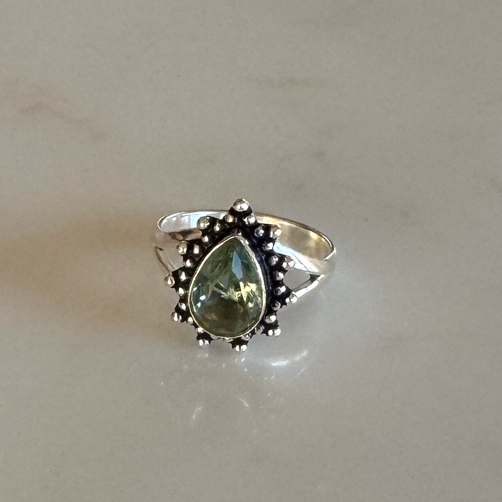 Nwot Sundance Sunlit Leaves Ring Green Amethyst Sterling Silver 75$